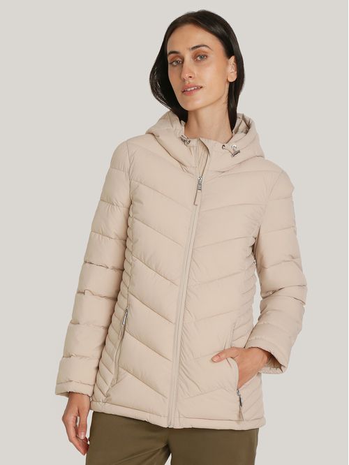 Parka Packable Solid Acolchada Con Gorro