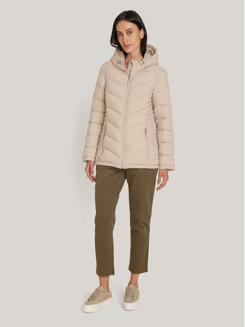 Parka Packable Solid Acolchada Con Gorro
