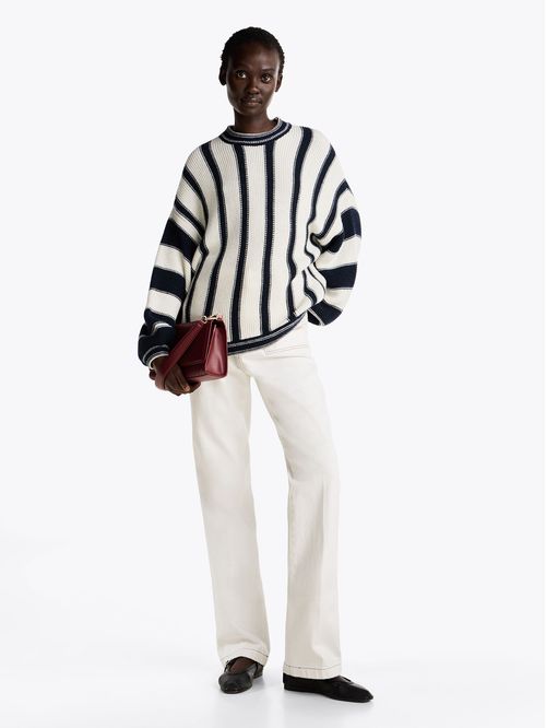 Sweater De Rayas Mixtas Con Cachemira