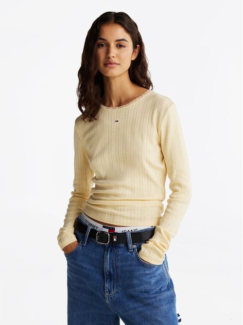 Polera Pointelle Con Logo Slim Fit
