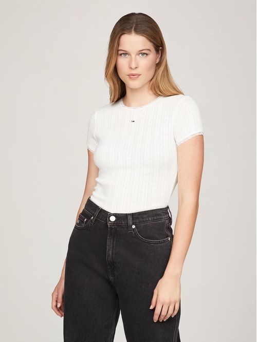 Polera Pointelle Slim Fit Con Logo