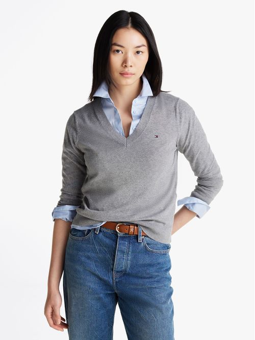 Sweater Solid V-Neck