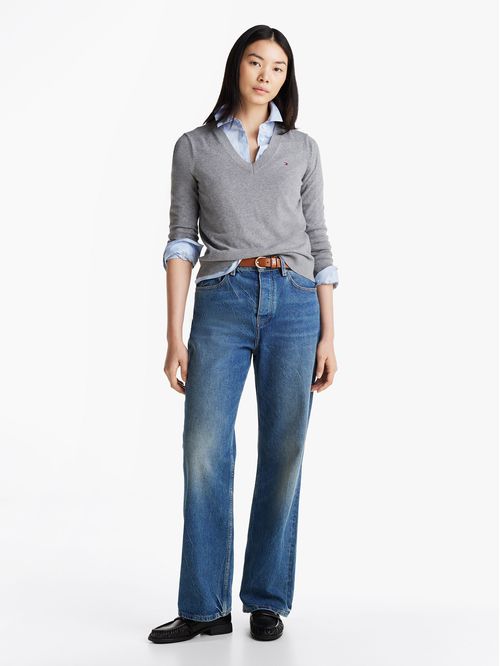 Sweater Solid V-Neck
