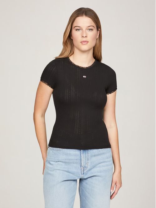Polera Pointelle Slim Fit Con Logo