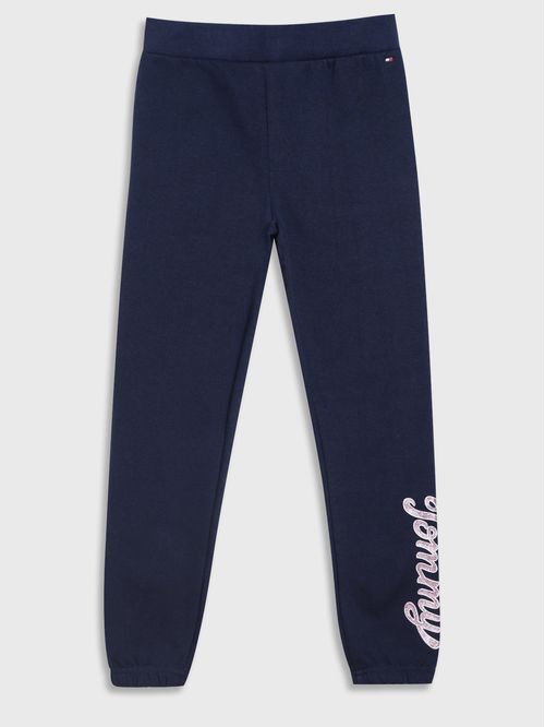 Joggers De Niña Con Logo Y Bajos Elasticos