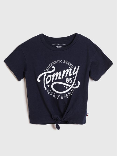 Polera De Niña Anudada Con Logo