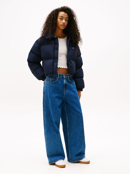 Parka Cropped Acolchada Con Logo