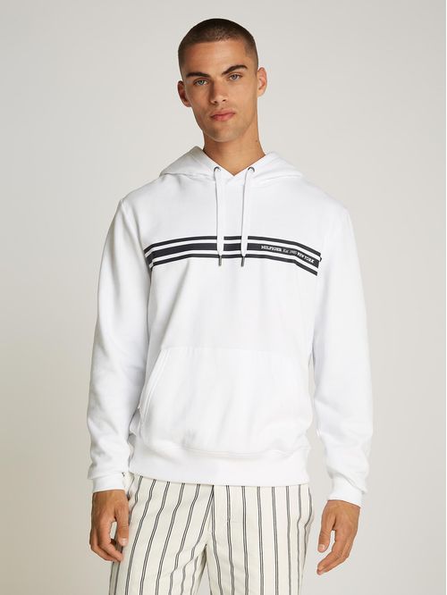 Polerón Hoodie Con Logo Central De Rayas