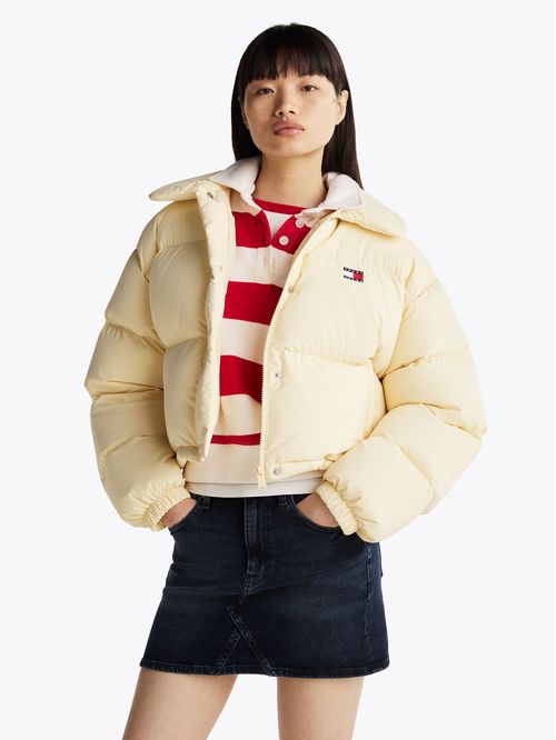 Parka Cropped Acolchada Con Logo