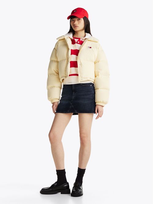 Parka Cropped Acolchada Con Logo