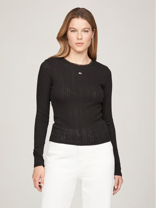 Polera Pointelle Con Logo Slim Fit