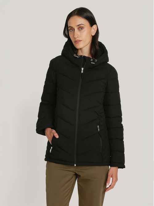 Parka Packable Solid Acolchada Con Gorro