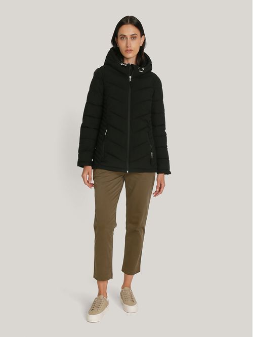 Parka Packable Solid Acolchada Con Gorro