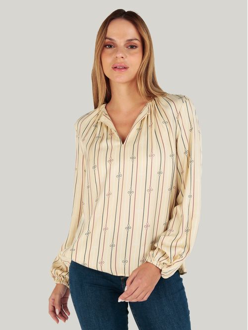 Blusa De Rayas Con Logo