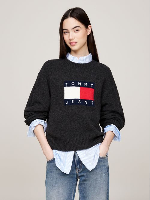 Sweater De Melánge Con Logo Flag