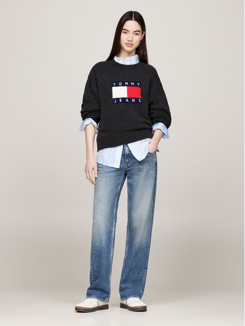 Sweater De Melánge Con Logo Flag