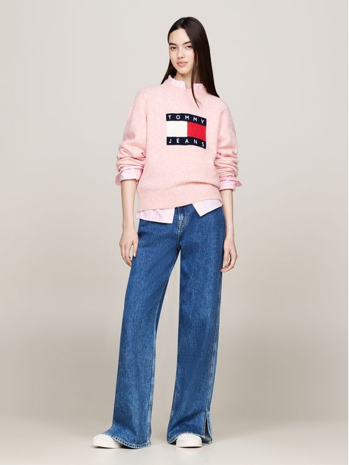 Sweater De Melánge Con Logo Flag