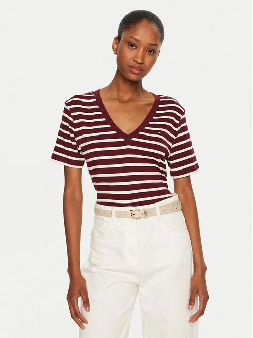 Polera A Rayas V-Neck Slim Fit