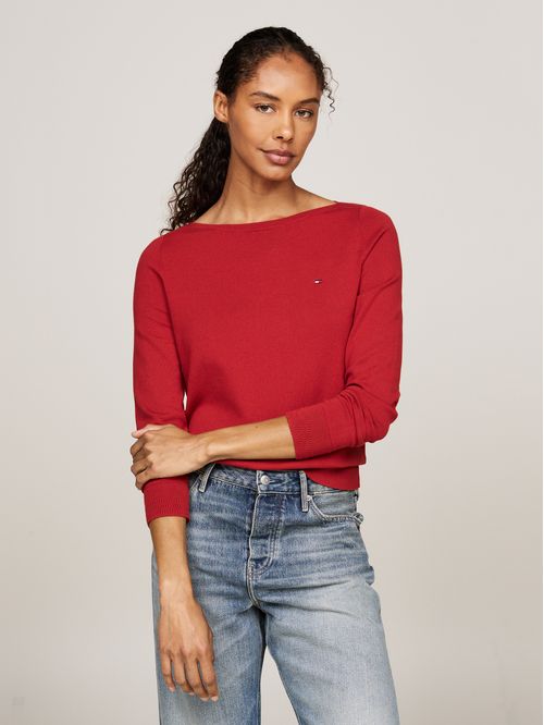 Sweater Con Cuello Estilo Barco