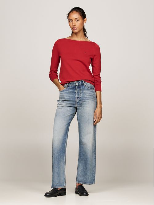 Sweater Con Cuello Estilo Barco