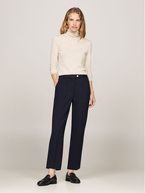 Pantalón De Corte Slim Con Raya Marcada