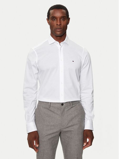 Camisa Knitted Solid Con Logo Slim Fit