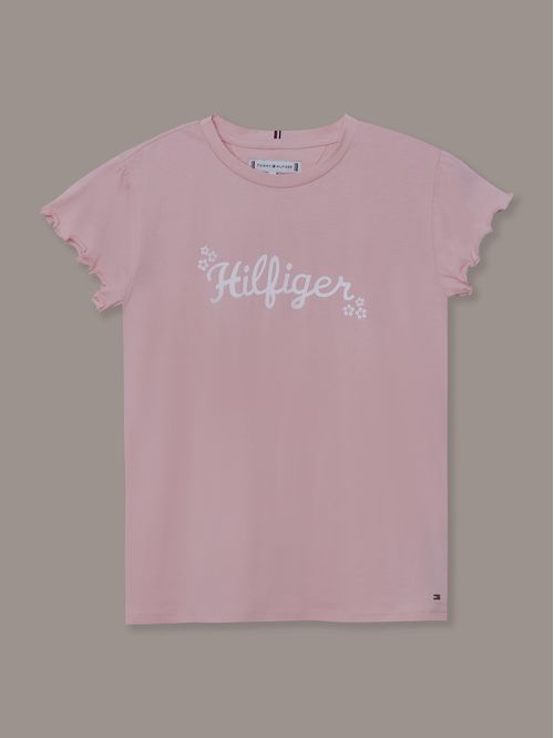 Polera De Niña Con Logo Floral
