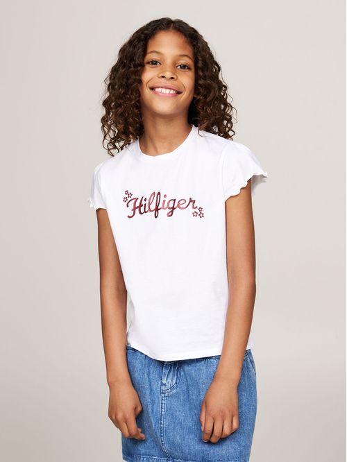 Polera De Niña Con Logo Floral