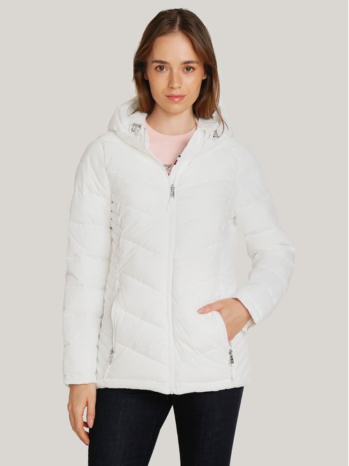 Parka Packable Solid Acolchada Con Gorro