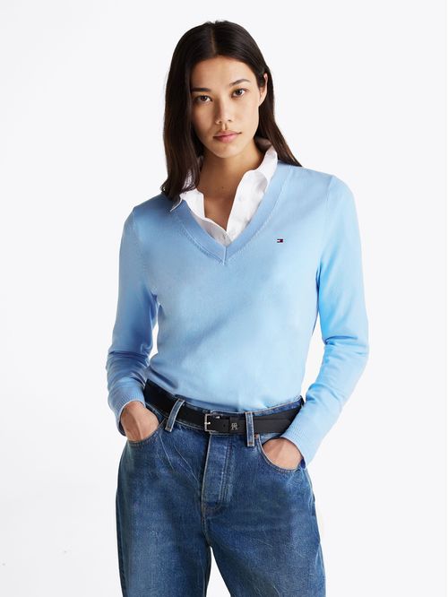 Sweater Solid V-Neck