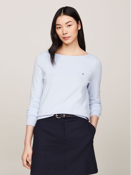 Sweater Con Cuello Estilo Barco