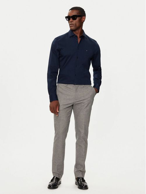 Camisa Knitted Solid Con Logo Slim Fit