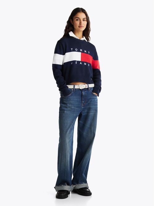 Sweater Color Block Relaxed Con Logo