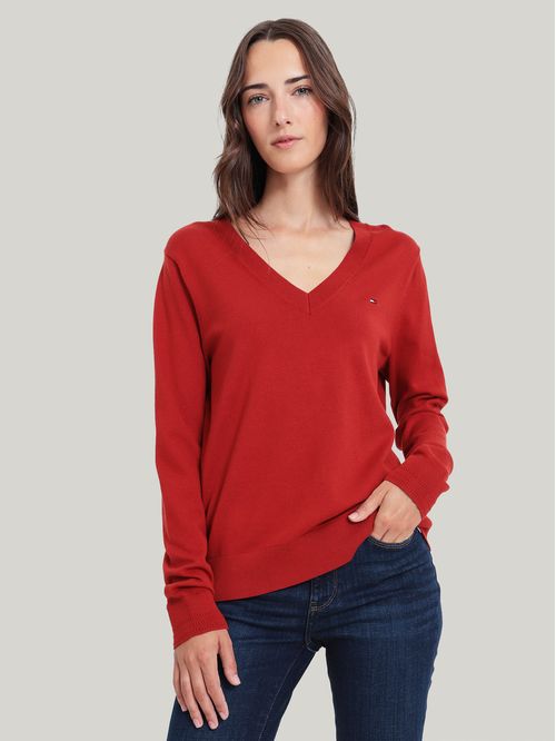 Sweater Solid V-Neck