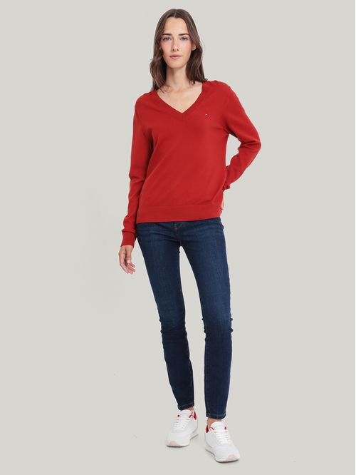 Sweater Solid V-Neck