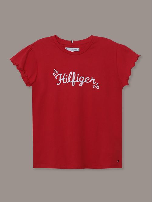 Polera De Niña Con Logo Floral