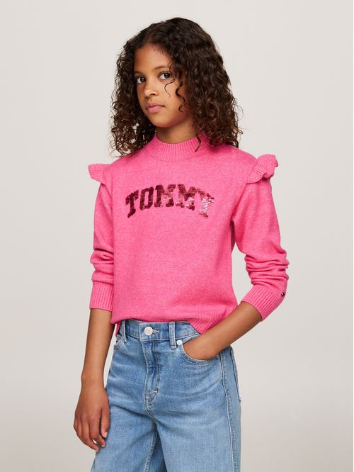 Sweater De Niña Con Logo De Lentejuelas