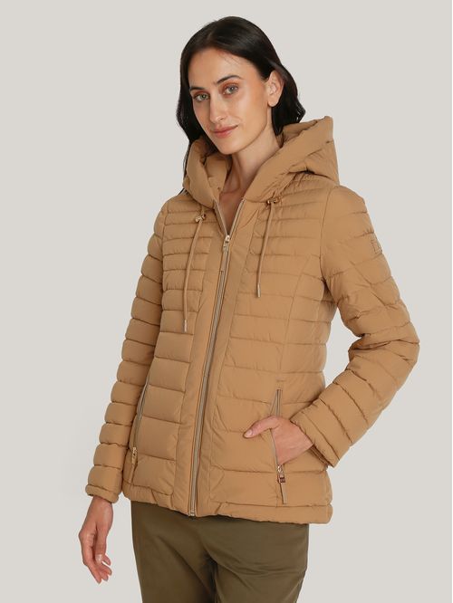 Parka Acolchada Ligera Con Gorro