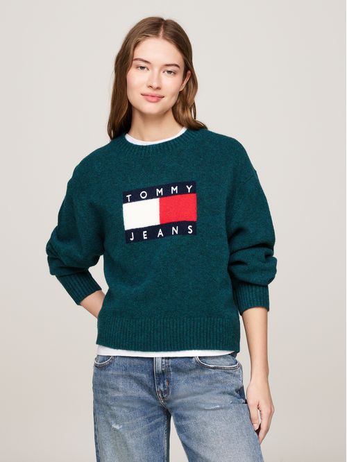 Sweater De Melánge Con Logo Flag