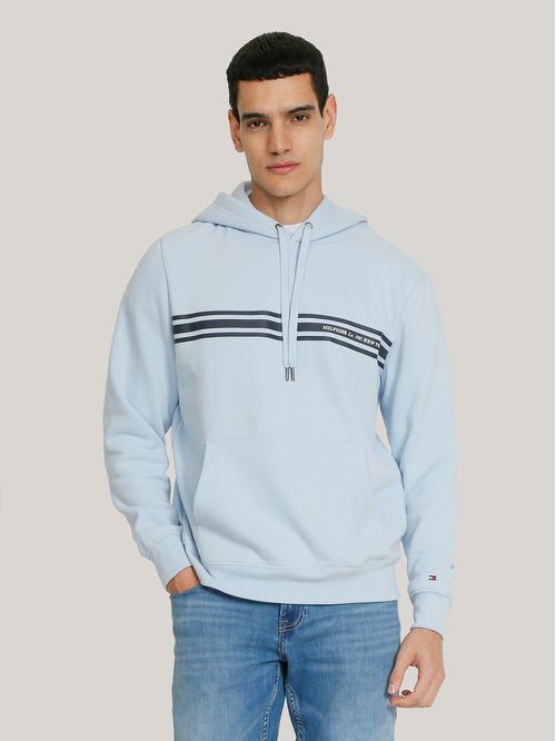 Polerón Hoodie Con Logo Central De Rayas