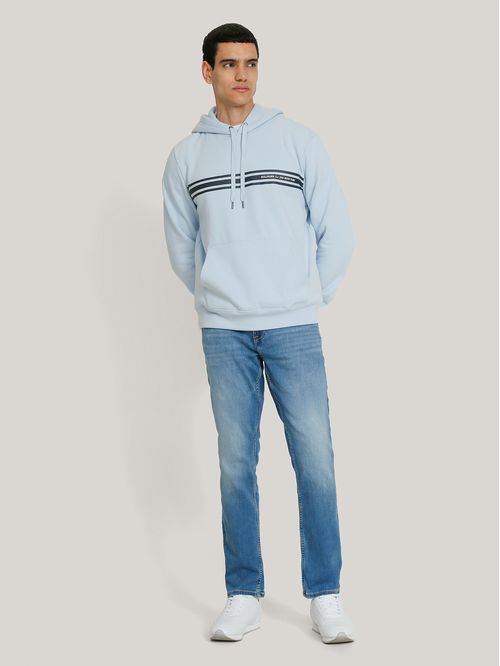 Polerón Hoodie Con Logo Central De Rayas