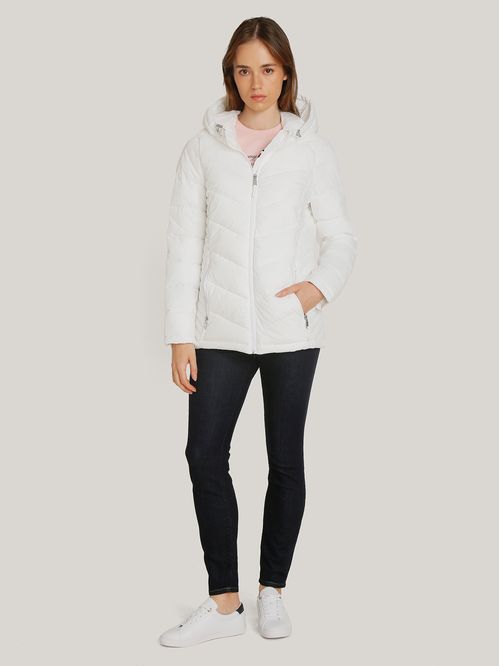 Parka Packable Solid Acolchada Con Gorro