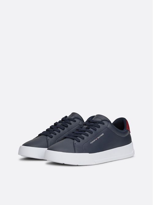 Zapatillas Court De Cuero Con Logo