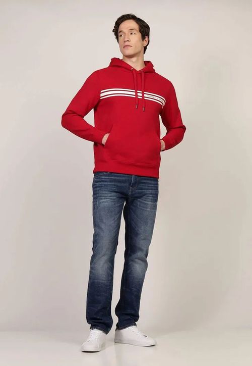 Polerón Hoodie Con Logo Central De Rayas