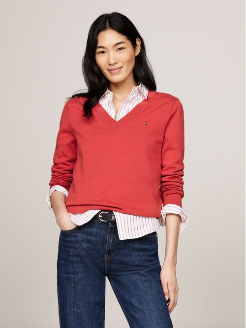 Sweater Solid V-Neck