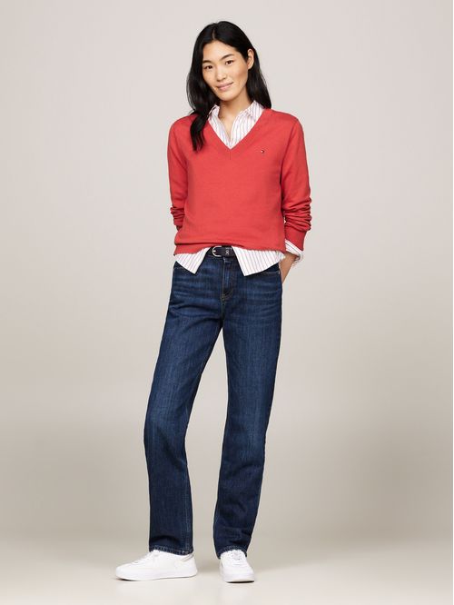 Sweater Solid V-Neck