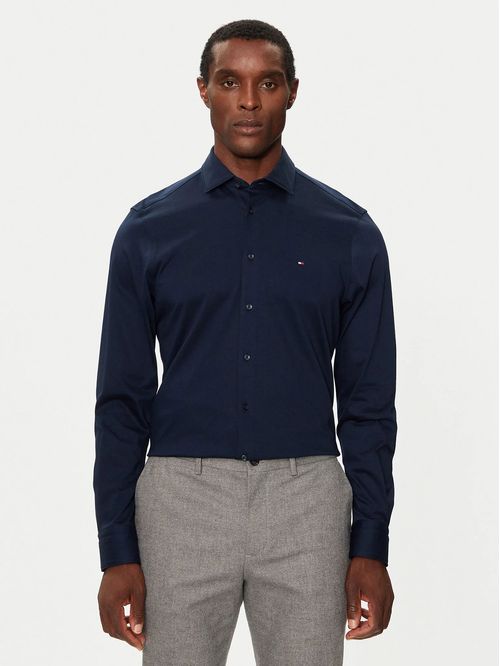 Camisa Knitted Solid Con Logo Slim Fit