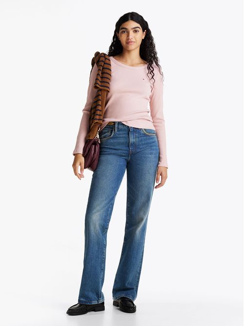 Polera Acanalada Slim Fit Con Logo