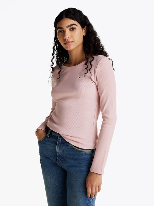 Polera Acanalada Slim Fit Con Logo