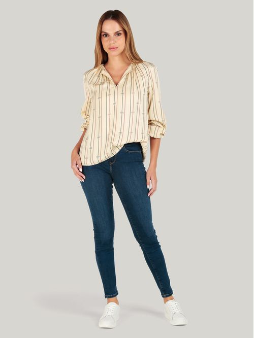 Blusa De Rayas Con Logo